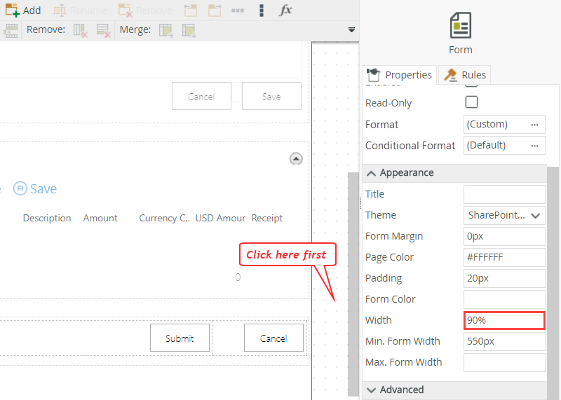 Set Form Width