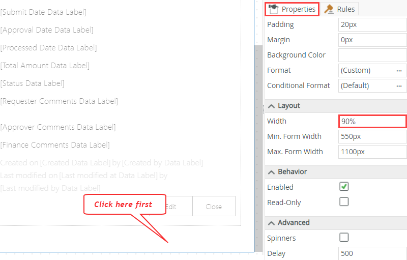 Set Form Width