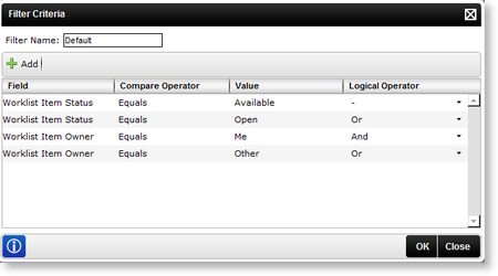 FilterCriteria window