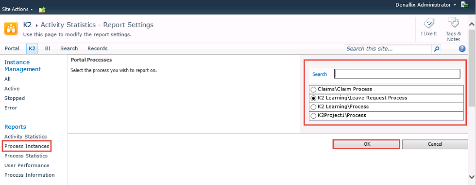 Process Instances Report