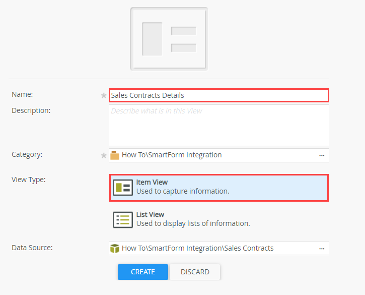 Create Item View