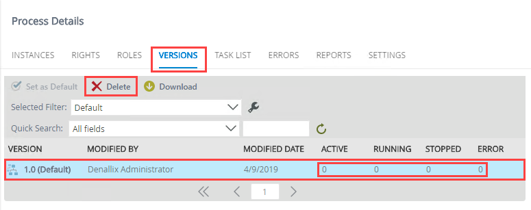 Delete Workflow Versions