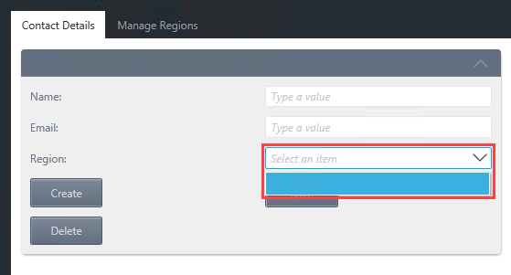 No Regions in Drop-Down List