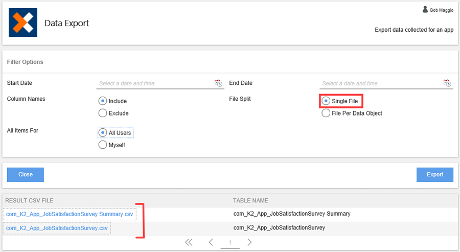 Export Single File Report