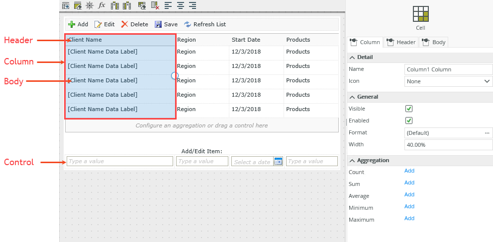 List View Column Settings