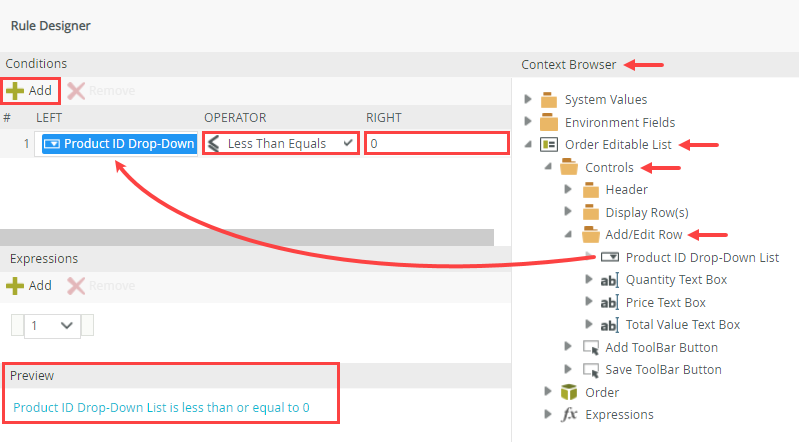 Product Drop-Down Value