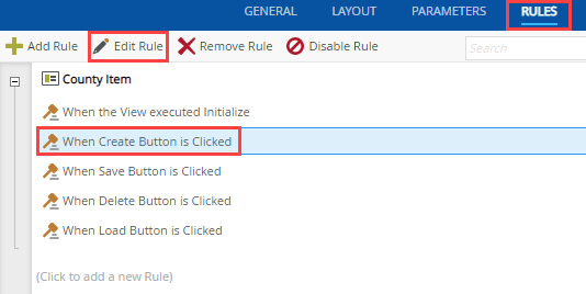 Edit Create Button Clicked Rule