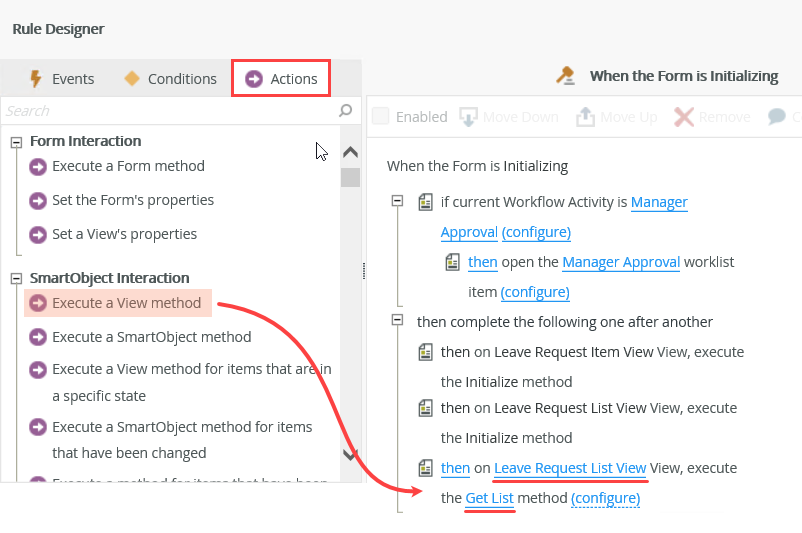 Execute a View Method View and Method Configuration