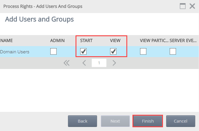 Assigning Start and View Rights