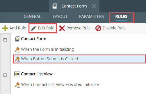 Edit Submit Button Clicked Rule