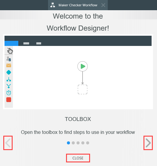 Workflow Designer Welcome Screen