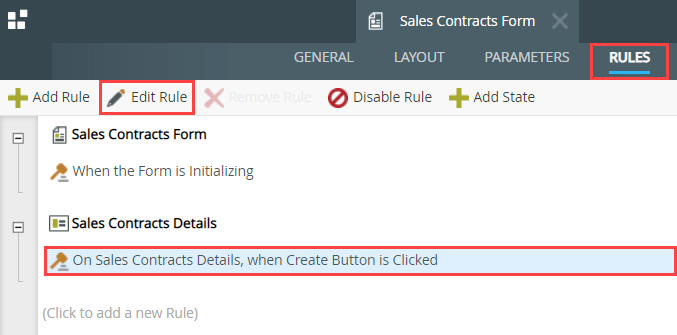 Edit Create Button Clicked Rule