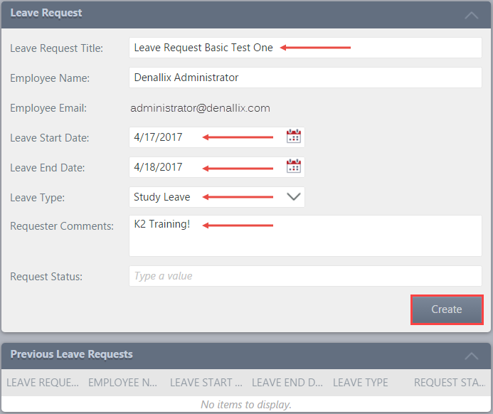 Sample Leave Request Basic Form