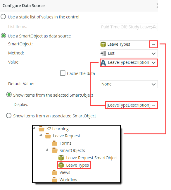 Binding the Leave Type control to the Leave Types SmartObject