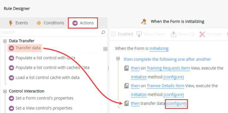 Transfer Data Action