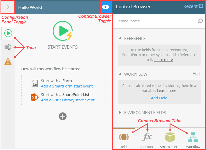 The Configuration Panel and Context Browser