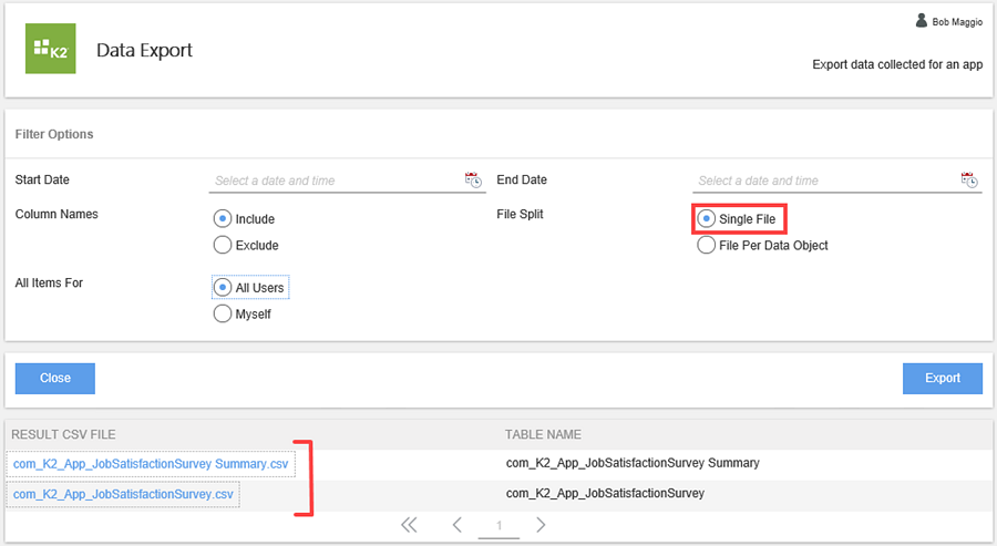 Export Single File Report