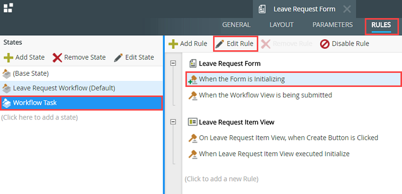 Edit the Form Initializing Rule