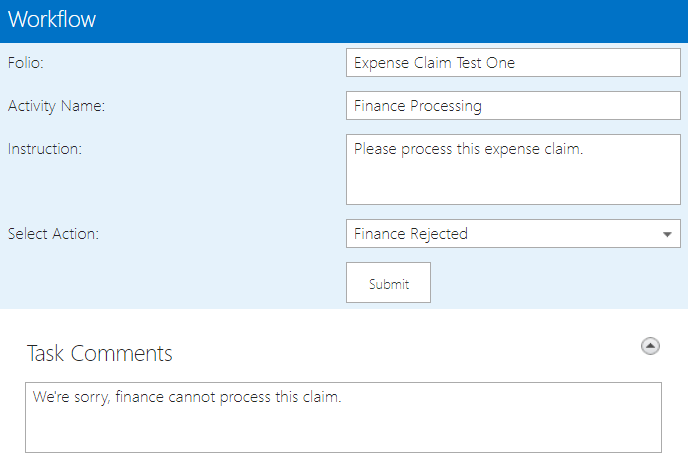 Finance Processing Form