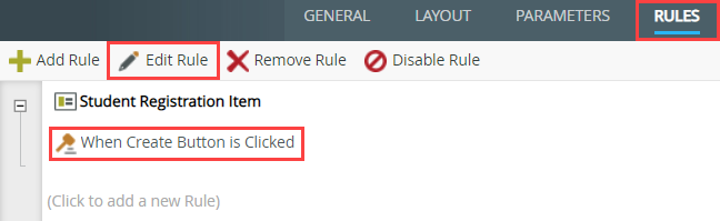 Edit Create Button Clicked Rule