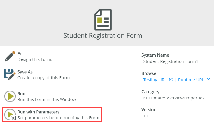 Run with Parameters