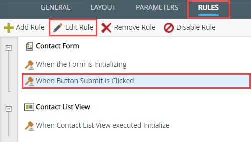 Edit Submit Button Clicked Rule