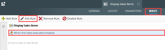 Edit View Initialized Rule