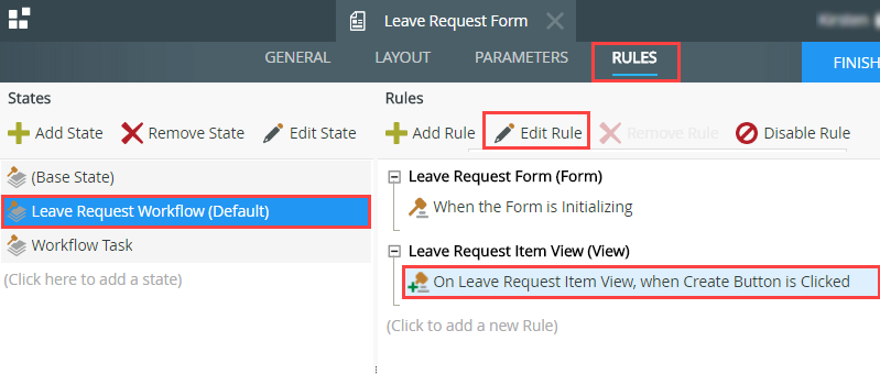 Edit a Rule on a Form