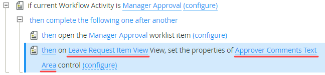 Selecting a View and a Control for a Rule