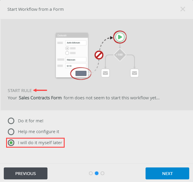 Start Rule Screen