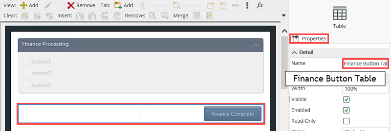 Rename Finance Button Table