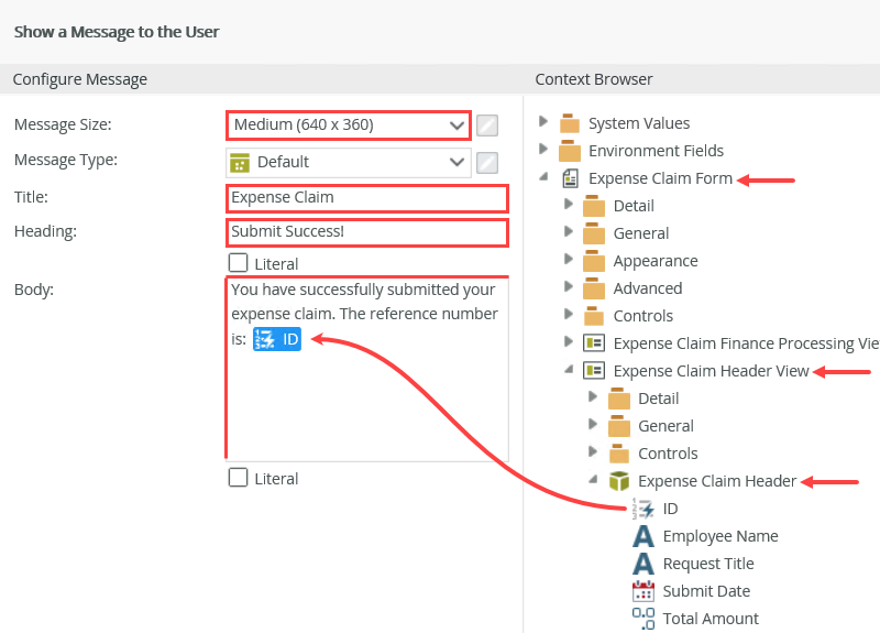 Message Configuration