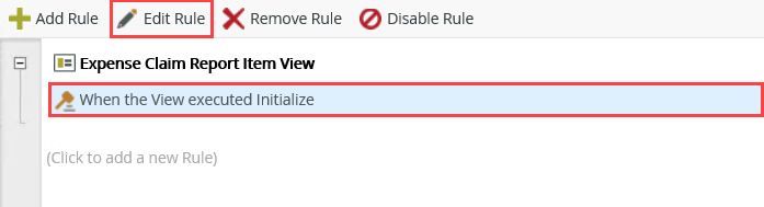 Edit View Initialize Rule