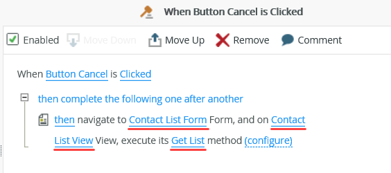 Cancel Button Actions