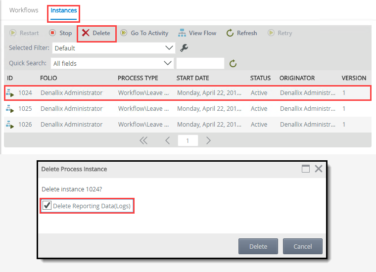 Delete Process Instances