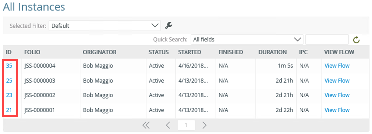 Drill Down to Process Instance Report