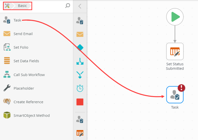 Adding a Task Step to the Canvas