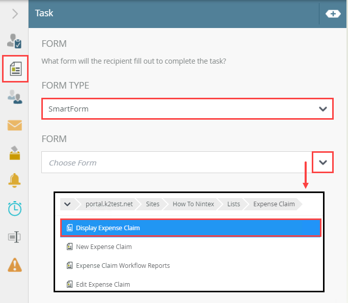 Browsing to Select a SmartForm