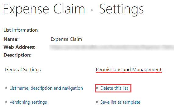 Delete Expense Claim List