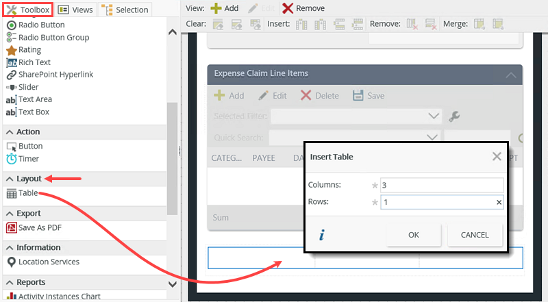 Add Layout Table