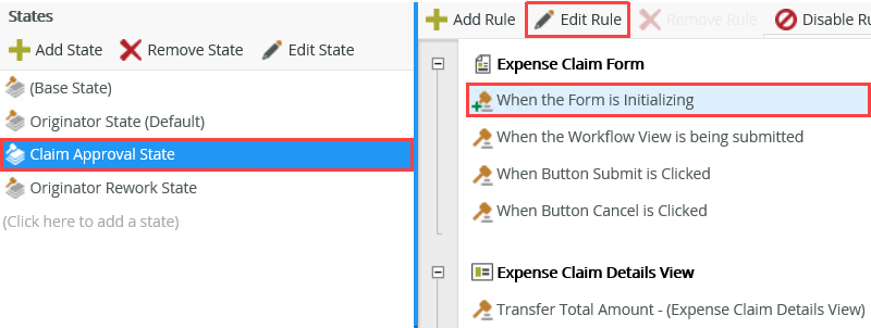 Edit Form Initializing Rule