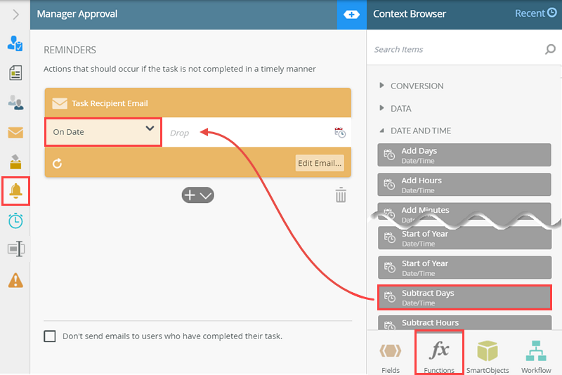 Configuring the Subtract Days Function