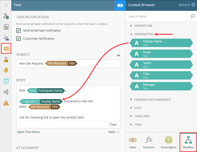 Configuring a Task Notification Email