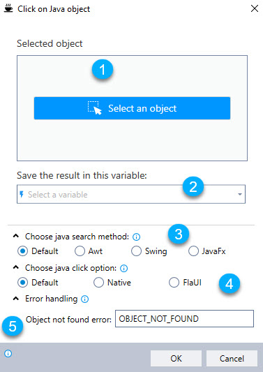Click on Java Object