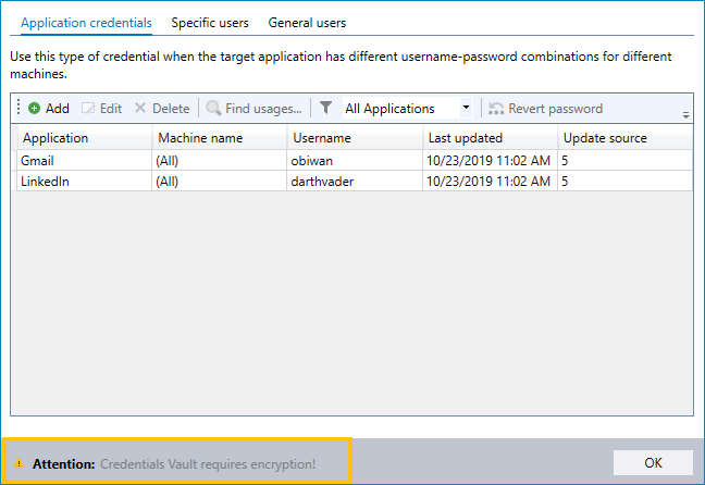 Encrypt the Credentials Vault