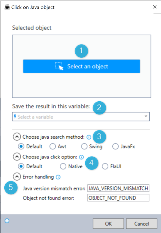 Click on Java Object