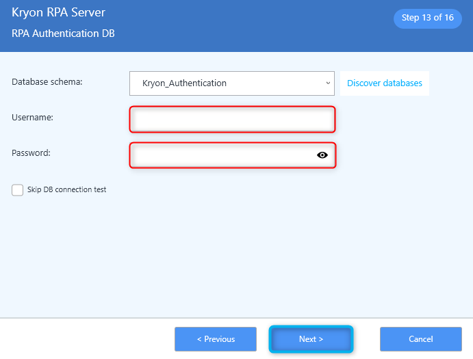 RPA Authentication DB