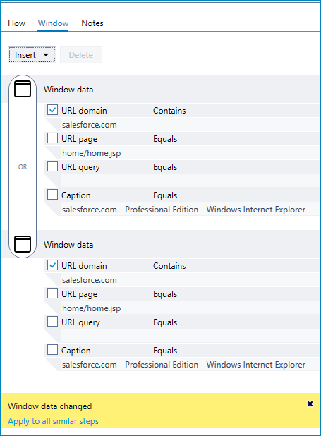 Adding a Set of Window Detection Data