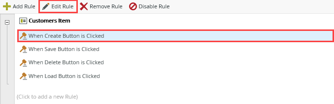 Edit Create Button Clicked Rule
