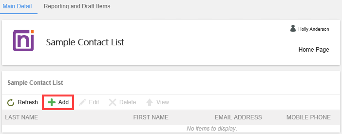 Add New List Item